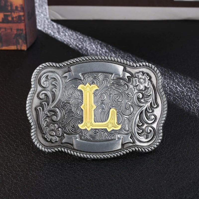 QQA Western Cowboy/Cowgirl Initial Belt Buckle Letter ABC to Z Upgrade Design for Men and Women - Image 3